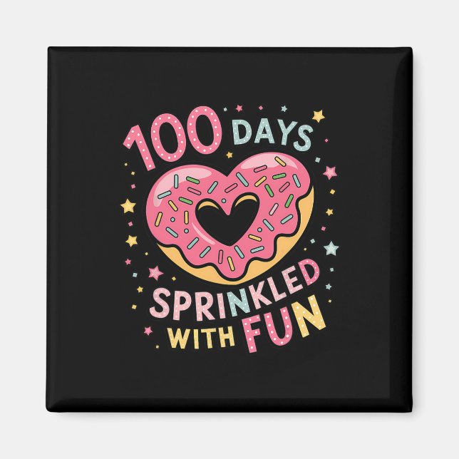 100 Days Sprinkled With Fun Doughnut Heart Teacher Magnet (Front)
