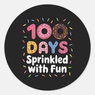 100 Days Sprinkled With Fun Doughnuts 100th Day Of Classic Round Sticker