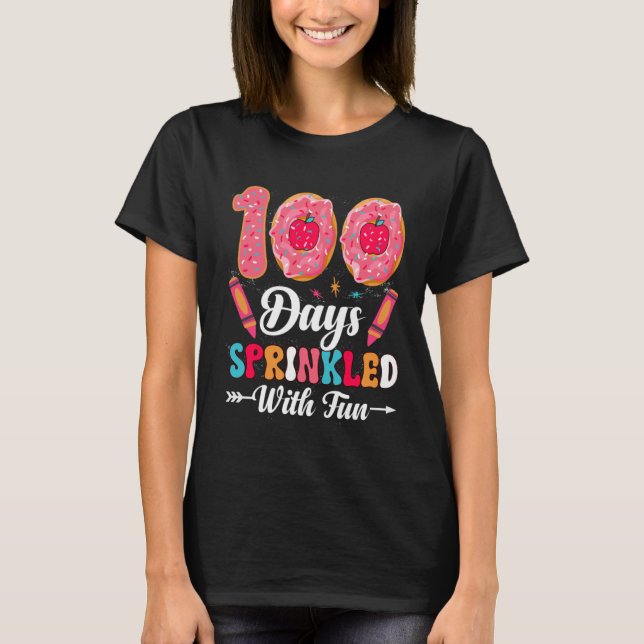 100 Days Sprinkled With Fun  Sprinkles Cupcake Sch T-Shirt (Front)