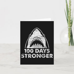100 Days Stronger Boys Shark Tee Student 100th Day Card