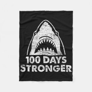 100 Days Stronger Boys Shark Tee Student 100th Day Fleece Blanket