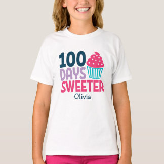 100 Days Sweeter | Cute Cupcake Personalised T-Shirt