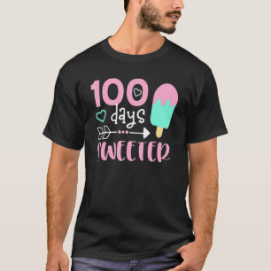 100 Days Sweeter, Girl 100 Days Of School, Ice Cre T-Shirt