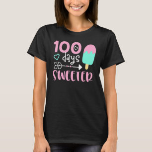 100 Days Sweeter Girl 100 Days of School Ice Cream T-Shirt