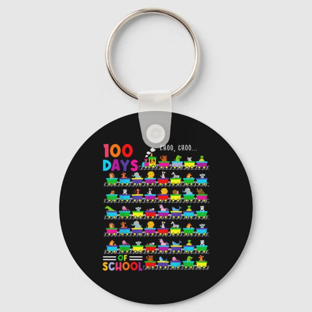 100 Days Train With Animals Kids 100 Days Of Schoo Key Ring (Front)
