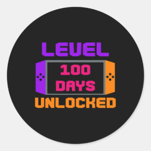 100 Days Unlocked 100th Day Of School Gamer Gaming Classic Round Sticker