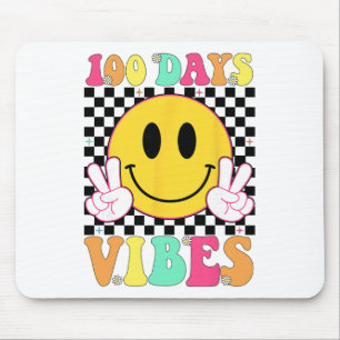 100 Days Vibes Retro Smile Teacher Kids 100th Day Mouse Mat