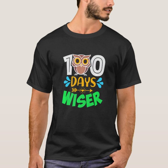 100 Days Wiser Owl 100 Days Of School Premium T-Shirt (Front)
