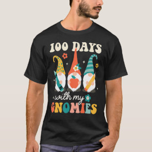 100 Days With My Gnomies 100 Days Of School Groovy T-Shirt
