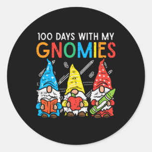 100 Days With My Gnomies Cute 100th Day School Tea Classic Round Sticker