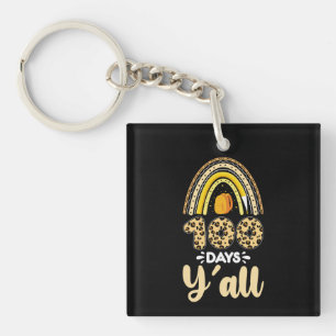 100 Days Y'all 100th Day Of School Leopard Key Ring