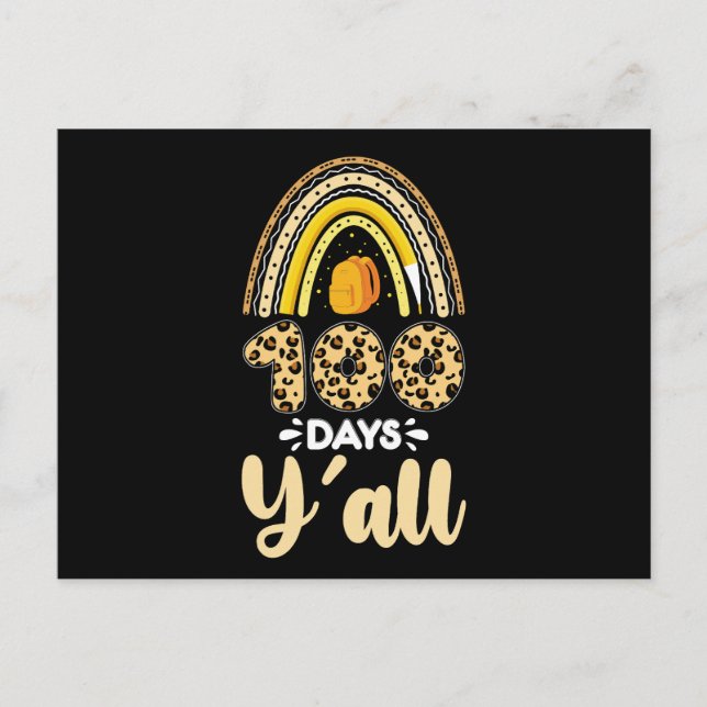 100 Days Y'all 100th Day Of School Leopard Postcard (Front)