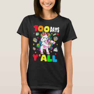 100 Days Y'all Teacher Flossing Unicorn Girls 100t T-Shirt