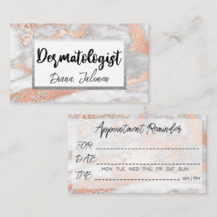 100 Dermatologist Appointment Reminder Rose Marble Business Card