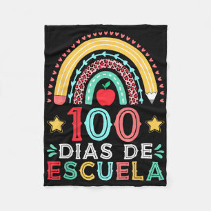 100 Dias De Escuela Rainbow Spanish Teacher Fleece Blanket