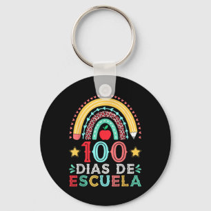 100 Dias De Escuela Rainbow Spanish Teacher Key Ring