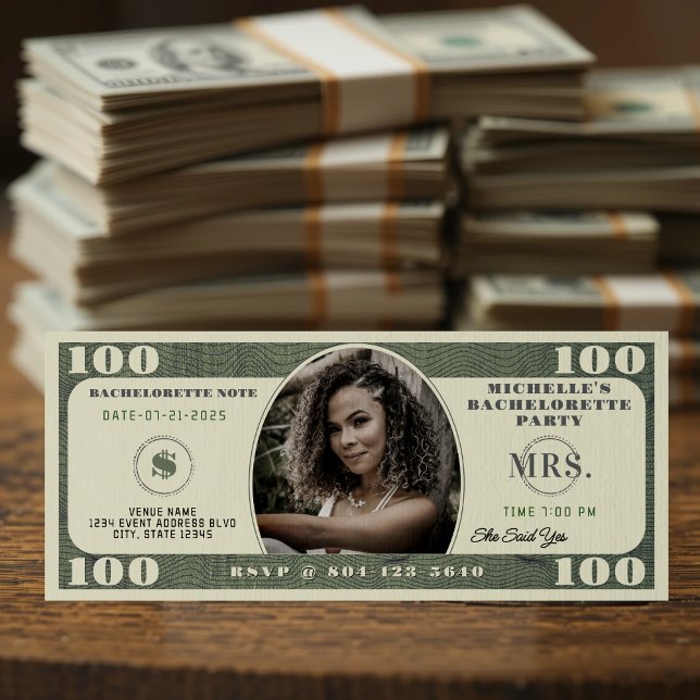 100 Dollar Bill Bachelorette Party Invitation (100 Dollar Bill Bachelorette Party Invitation
)