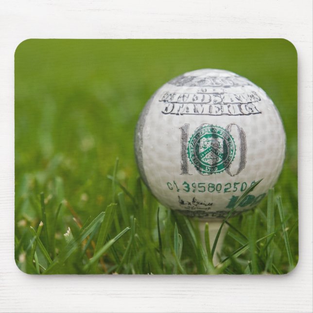100 Dollar Golf Ball On Tee Mouse Mat (Front)