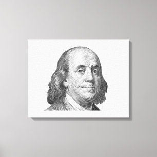 100 dollars, Benjamin Franklin Canvas Print