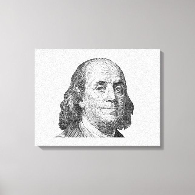 100 dollars, Benjamin Franklin Canvas Print (Front)