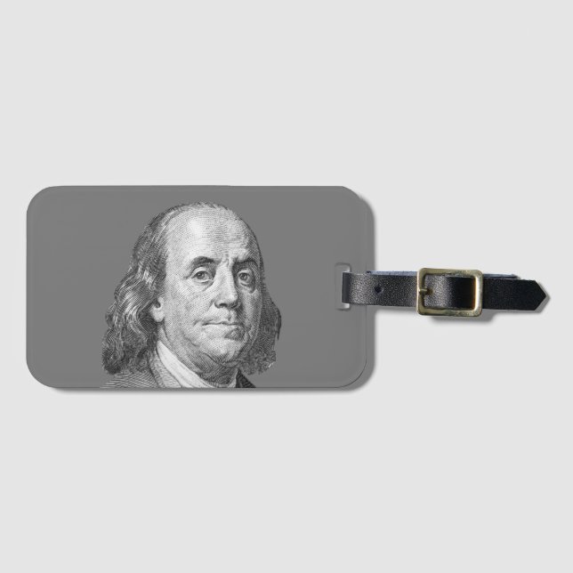 100 dollars, Benjamin Franklin Luggage Tag (Front Horizontal)