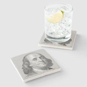 100 dollars, Benjamin Franklin Stone Coaster