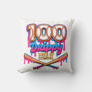 100 Drippy Days of School Baseball Boys Toddler  Cushion