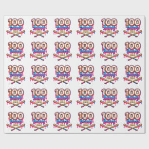 100 Drippy Days of School Baseball Boys Toddler Wrapping Paper