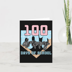 100 Drippy Days Of School Baseball Ice Cream 100th Card