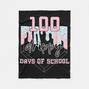 100 Drippy Days Of School Baseball Ice Cream 100th Fleece Blanket
