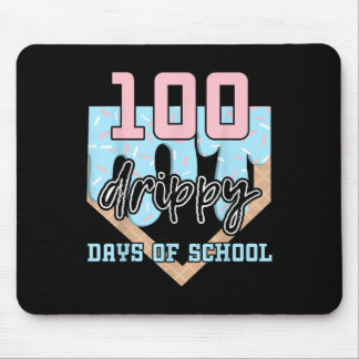 100 Drippy Days Of School Baseball Ice Cream 100th Mouse Mat
