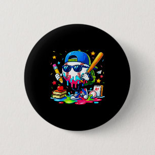 100 Drippy Days Of School Baseball Ice Cream Boys 6 Cm Round Badge