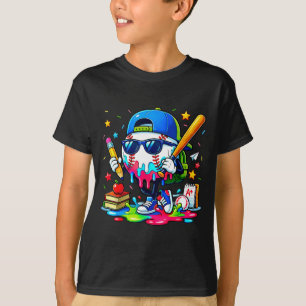 100 Drippy Days Of School Baseball Ice Cream Boys T-Shirt