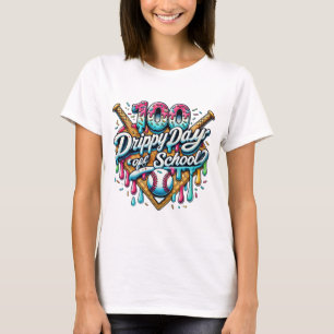100 Drippy Days of School Ice Cream Drip T-Shirt
