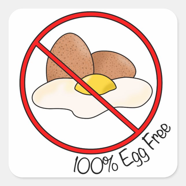 100% Egg Free Square Sticker (Front)