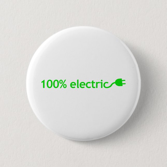 100% Electric Vehicle 6 Cm Round Badge (Front)