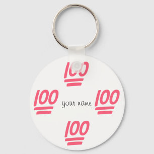 100% Emoji  and '' Your Name Here " Key Ring