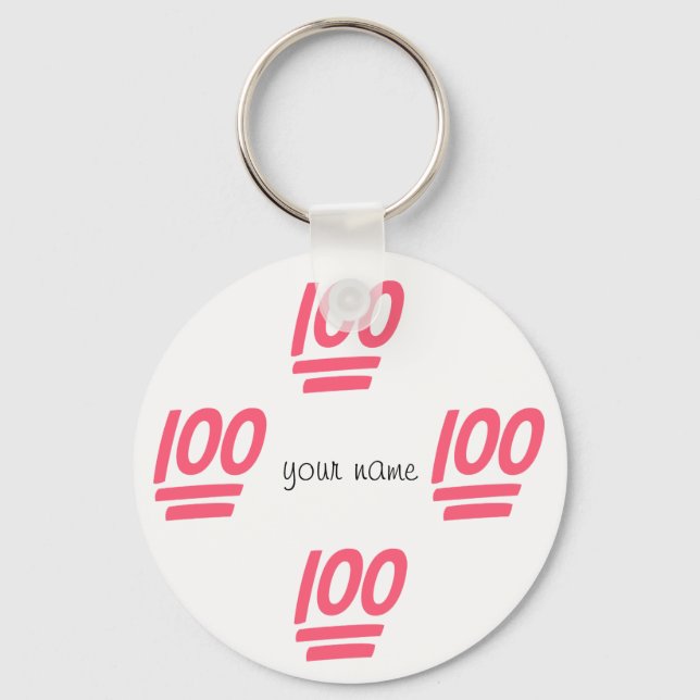 100% Emoji  and '' Your Name Here " Key Ring (Front)