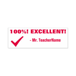 "100%! EXCELLENT!" Educator Rubber Stamp