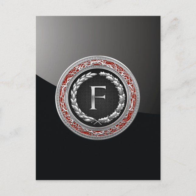 [100] “F” Silver Vintage Monogram Postcard (Front)