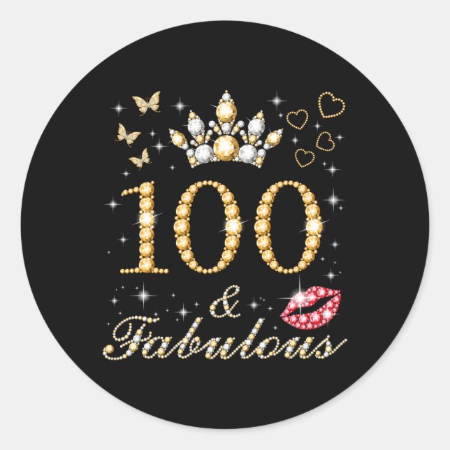 100 Fabulous 100Th 100 And Fabulous Classic Round Sticker (Front)