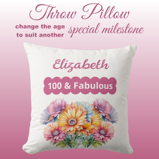 100 & fabulous name gerbera flowers pink cushion (Creator Uploaded)