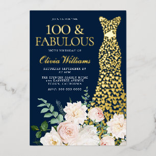 100 & Fabulous Navy & Gold 100th Birthday