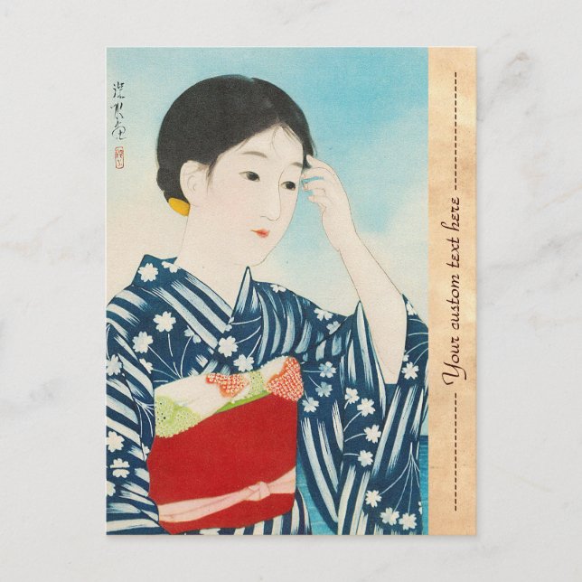 100 Figures of Beauties Wearing Takasago Kimonos Postcard (Front)