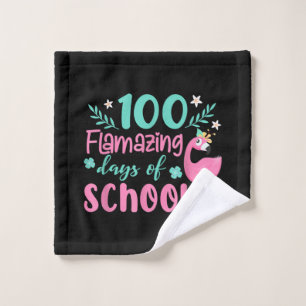 100 Flamazing Days Of School Funny Flamingo Wash Cloth