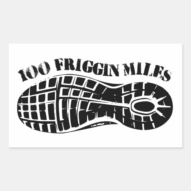 100 Friggin Miles Ultra Running Tread Rectangular Sticker (Front)