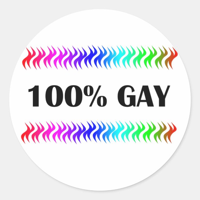 100% Gay Classic Round Sticker (Front)