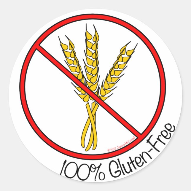 “100% Gluten-Free” Stickers (Large) (Front)