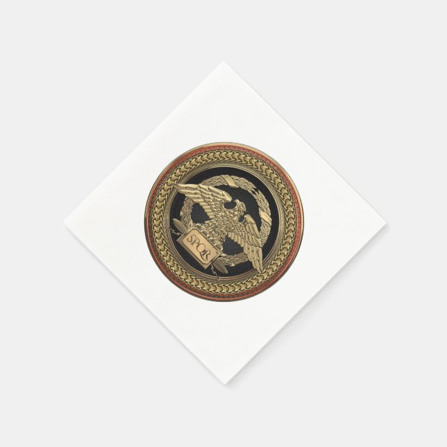 [100] Gold Roman Imperial Eagle on Gold Medallion Napkin (Corner)