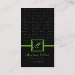 100 Green Black Make Up Words Artist Business Card